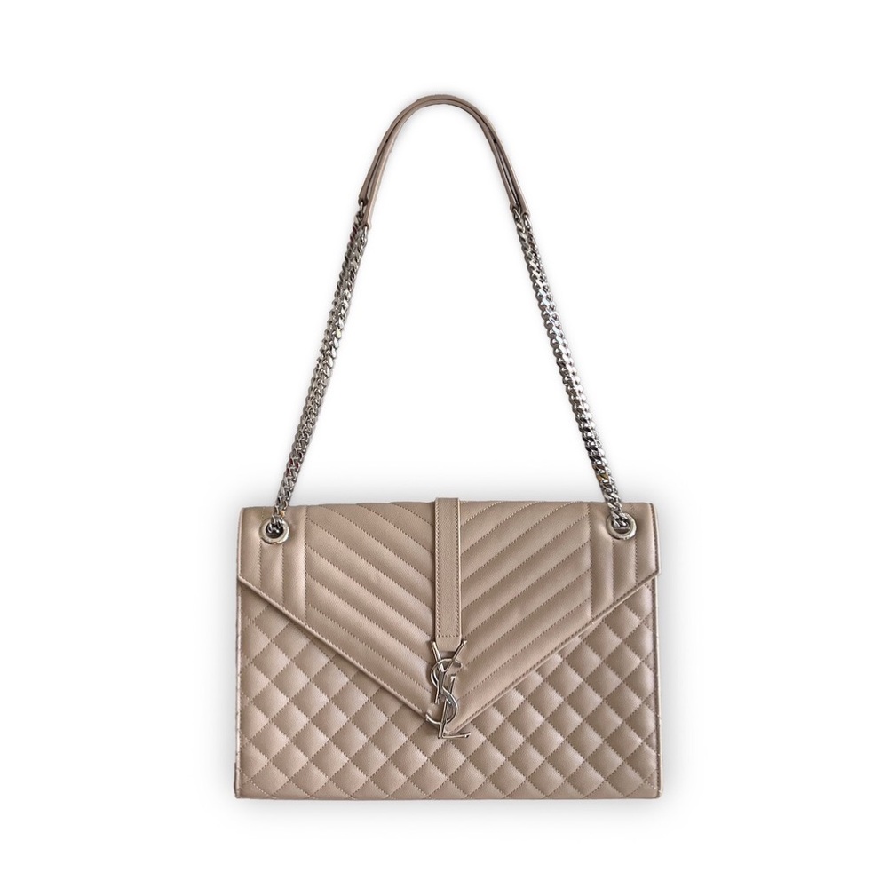 Saint Laurent Large Envelope Chain Shoulder Bag Beige - Picture 1 of 10